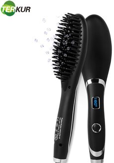 Toermalijn Keramische Led Negatieve Ionen Steil Haar Borstels Een Stap Föhn En Styler Voor Rechttrekken Elektrische Föhn EU