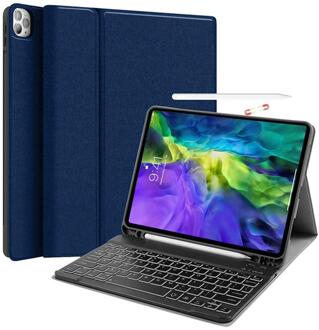 Toetsenbord Case Voor Ipad Pro 11 Inch Bluetooth Keyboard Stand Cover Voor Ipad Pro 11 Met Potlood houder Tablet Shell blauw