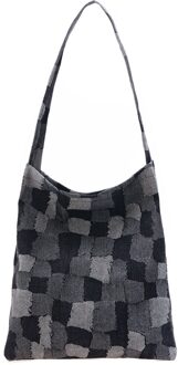 Toevallige Meisjes Korte Hand Tassen Splitsen Stiksels Grote Capaciteit Schoudertas Winkelen Draagtas Voor Vrouwen zwart