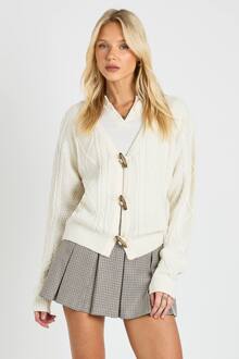 Toggle Button Kabelgebreide Chunky Cardigan, Cream - S