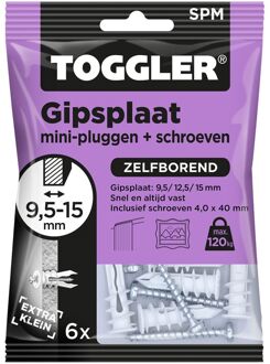 Toggler Gipsplaatplug Sp Mini Kunststof - Diam. 6x40mm - 6 Stuks