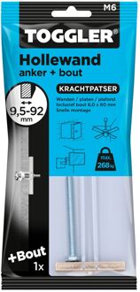 Toggler Hollewandplug M6+b Staal - Diam. 13x60mm - Per Stuk