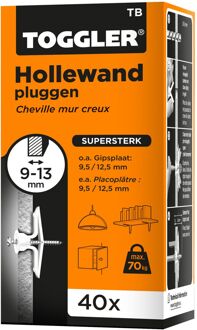 Toggler Hollewandplug Tb Kunststof - Diameter 8 Mm - 40 Stuks