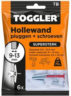 Toggler Hollewandplug Tb Kunststof - Diameter 8 Mm - 6 Stuks