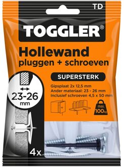 Toggler Hollewandplug Td Kunststof - Diameter 8 Mm - 4 Stuks