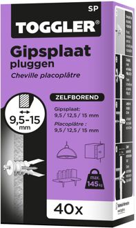 Toggler Plug Voor Gipsplaat Sp Kunststof - Diam. 8 Mm - 40 Stuks