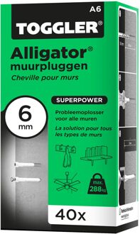 Toggler Plug Voor Massieve Muur Alligator A6 Kunststof - Diam. 6x40mm - 40 Stuks