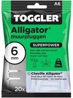 Toggler Plug Voor Massieve Muur Alligator Kunststof - Diameter 6 Mm - 20 Stuks