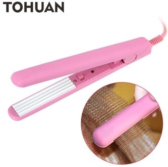 Tohuan Roze Mini Pluizig Haar Crimp Iron Keramische Stijltang Iron Hair Crimper Kleine Golfplaten Chapinha Kapsel