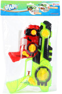 Toi-Toys 1x Waterpistolen/waterpistool groen/rood 2-delig van 26 cm kinderspeelgoed - Waterpistolen Multikleur