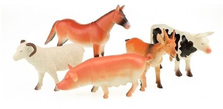 Toi-Toys 5x Plastic speelgoed boerderijdieren figuren Multi