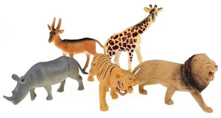 Toi-Toys 5x Plastic speelgoed safaridieren figuren Multi