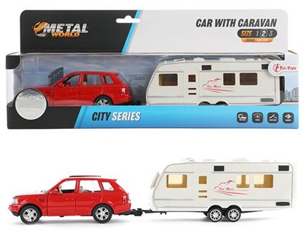 Toi Toys Auto pull back met caravan 1:48 Multikleur