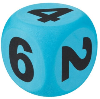 Toi Toys Dobbelsteen XXL - blauw - 10 cm - schuim - grote dobbelstenen