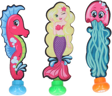 Toi-Toys Duikspeelgoed zwembad - set van 3x - zee figuren - zeepaardje/zeemeermin/kwal - kunststof - vakantie Multi