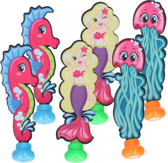 Toi-Toys Duikspeelgoed zwembad - set van 6x - zee figuren - zeepaardje/zeemeermin/kwal - kunststof - vakantie