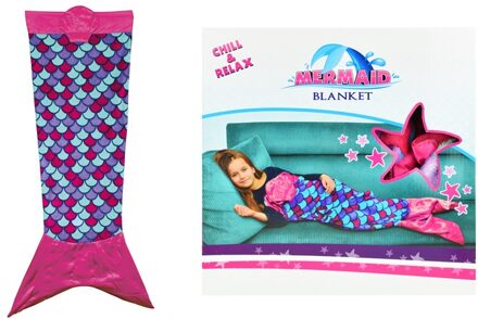 Toi-Toys Fleece-deken Mermaid Meisjes 138 X 52 Cm Roze/paars
