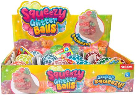 Toi-Toys FUN Glitterknijpbal 4cm set a 3 verschillende