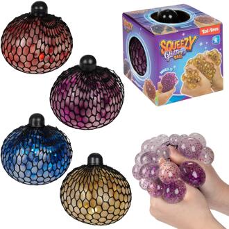 Toi-Toys Fun Glitterknijpbal in net 10cm verschillende