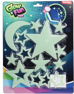 Toi-Toys Glow in the dark maan en sterren - sterrenhemel - muur/plafond decoratie - kinderkamer Fluor geel