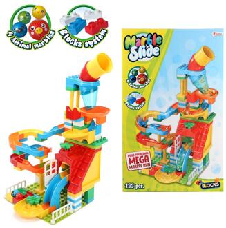 Toi-Toys knikkerbaan Blocks junior groen/rood/blauw 133 stuks