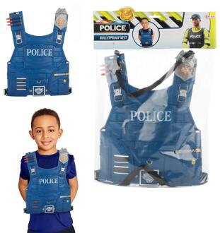 Toi-Toys Kogelvrij Politie Vest Verkleed Speelgoed Voor Kinderen - Carnavalskostuums Blauw