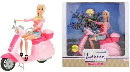 Toi-Toys Lauren tienerpop op scooter 28 cm Roze