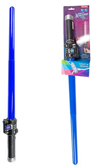 Toi-Toys Lichtzwaard - blauw - 62 cm - kunststof - uitschuifbaar - licht en geluid - accessoires