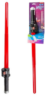 Toi-Toys Lichtzwaard - rood - 62 cm - kunststof - uitschuifbaar - licht en geluid - accessoires