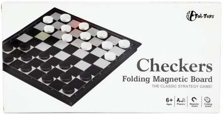 Toi-Toys magnetisch damspel 18 cm zwart/wit