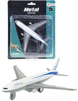 Toi-Toys Metal vliegtuig pullback wit 14 x 13 cm
