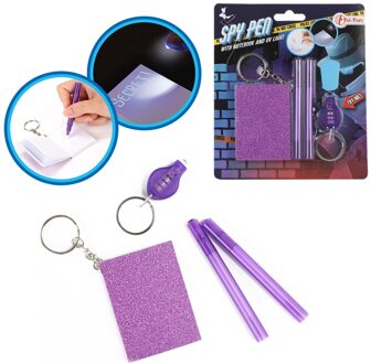 Toi Toys Notitieboek+UV Lamp Aan Sleutelhanger Met Spy Pen Voor Geheimschrift verschillende