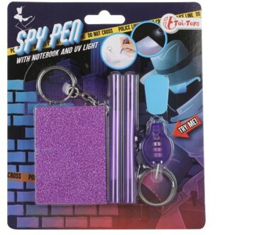 Toi Toys Notitieboek+UV Lamp Aan Sleutelhanger Met Spy Pen Voor Geheimschrift verschillende