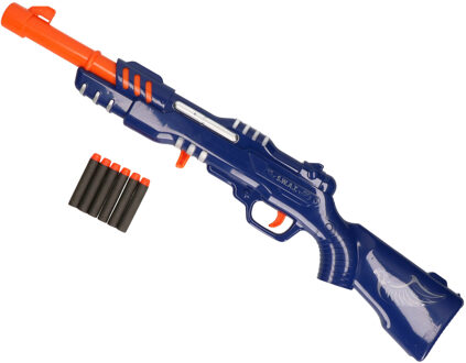 Toi-Toys Politie Geweer - blauw - met 6 Foampijlen - shotgun - 63 cm
