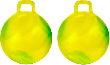 Toi-Toys Skippybal marble - 2x - geel/groen - D45 cm - buitenspeelgoed voor kinderen