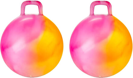 Toi-Toys Skippybal marble - 2x - oranje/roze - D45 cm - buitenspeelgoed voor kinderen