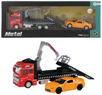 Toi-Toys sleepwagen met auto Metal jongens rood/oranje