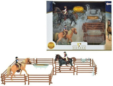 Toi-Toys Speelgoed paarden set twee paarden met ruiters Multi