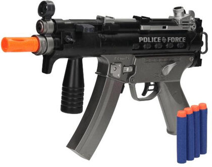 Toi-Toys Speelgoed politie pistool met 12 foam pijltjes - MP5K - met licht en geluid - inclusief batterijen