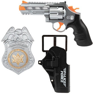 Toi-Toys Speelgoed politie pistool met holster en badge - met licht en geluid - inclusief batterijen