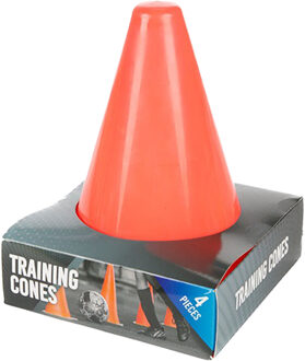 Toi-Toys Sport/voetbal pionnen - 4 stuks - oranje - kunststof - 14,5 x 14,5 x 19 cm - spelen/training pionnen