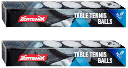 Toi-Toys Tafeltennisballen setje - 12x balletjes - kunststof - wit - pingpong