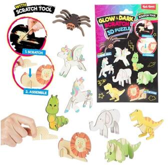 Toi-Toys Toi Toys 3D krasfolie puzzel Dier glow