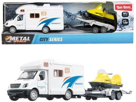 Toi-Toys Toi Toys Camper met sneeuwscooter 23cm wit