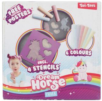 Toi-Toys Toi Toys Dream Horse Eenhoorn Stoepkrijtset Met 4 Sjablonen Assorti