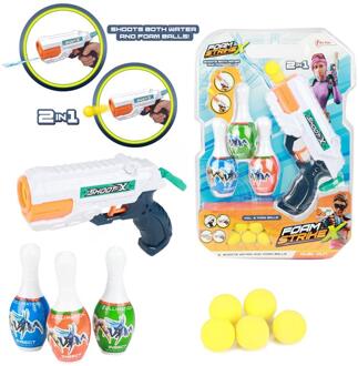 Toi-Toys Toi Toys Foam StrikeX Set Waterpistool + 5 Ballen En 3 Kegels Assorti