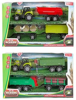 Toi-Toys Toi Toys Tractor set met 3 trailers 10cm verschillende