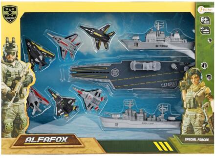 Toi-Toys Toi Toys Vliegdekschip + straaljagers grijs