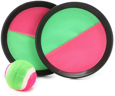 Toi-Toys Vangbalspel met klittenband - groen/roze - 2 schilden en bal - buiten/strand spellen