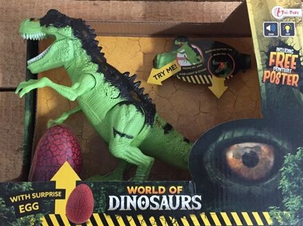 Toi-Toys World of Dinosaurs speelset dinosaurus met geluid junior geel 2-delig
